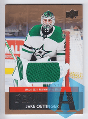 2021-22 Upper Deck Jake Oettinger #DD-20 Debut Dates Green Jersey